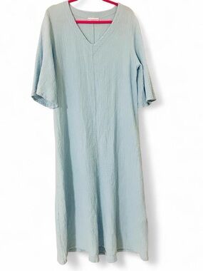 Bryn Walker Cotton Gauze Maxi Dress M Light Blue Flutter Bell Sleeve